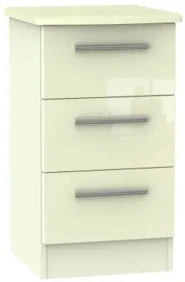 Knightsbridge 3 Drawer Bedside Cabinet - Cream