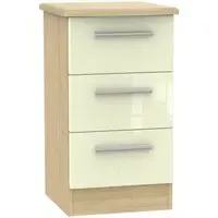 Knightsbridge 3 Drawer Bedside Cabinet - Cream, Oak