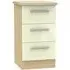 Knightsbridge 3 Drawer Bedside Cabinet - Cream, Oak