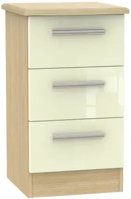 Knightsbridge 3 Drawer Bedside Cabinet - Cream, Oak