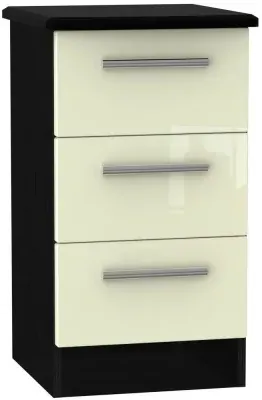 Knightsbridge 3 Drawer Bedside Cabinet - Cream