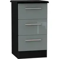 Knightsbridge 3 Drawer Bedside Cabinet - Grey