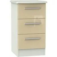 Knightsbridge 3 Drawer Bedside Cabinet - Mushroom, Cashmere