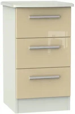 Knightsbridge 3 Drawer Bedside Cabinet - Mushroom, Cashmere image