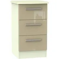 Knightsbridge 3 Drawer Bedside Cabinet - Mushroom, Cream