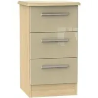 Knightsbridge 3 Drawer Bedside Cabinet - Mushroom, Light Oak