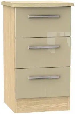 Knightsbridge 3 Drawer Bedside Cabinet - Mushroom, Light Oak