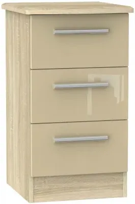Knightsbridge 3 Drawer Bedside Cabinet - Mushroom, Oak