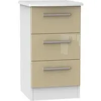 Knightsbridge 3 Drawer Bedside Cabinet - Mushroom, White