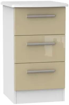 Knightsbridge 3 Drawer Bedside Cabinet - Mushroom, White image