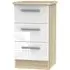 Knightsbridge 3 Drawer Bedside Cabinet - White, Oak Effect
