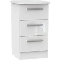 Knightsbridge 3 Drawer Bedside Cabinet - White