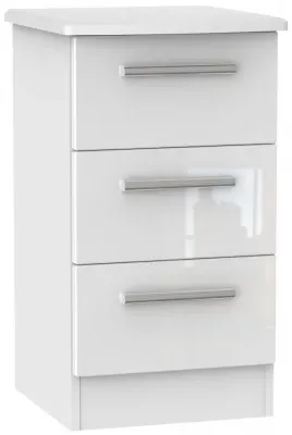Knightsbridge 3 Drawer Bedside Cabinet - White