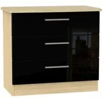 Knightsbridge 3 Drawer Chest - Black, Light Oak