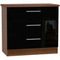 Knightsbridge 3 Drawer Chest - Black, Walnut