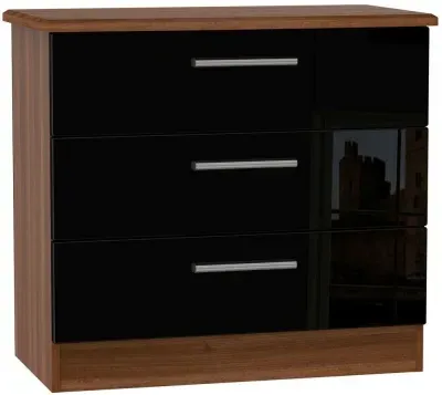 Knightsbridge 3 Drawer Chest - Black, Walnut