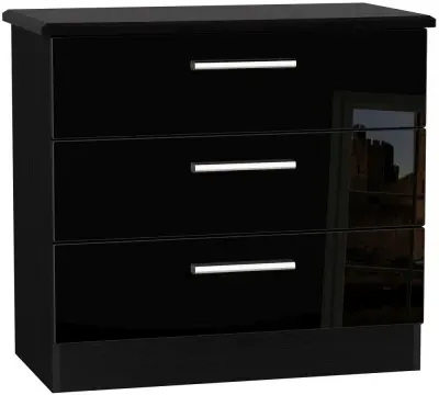 Knightsbridge 3 Drawer Chest - Black image