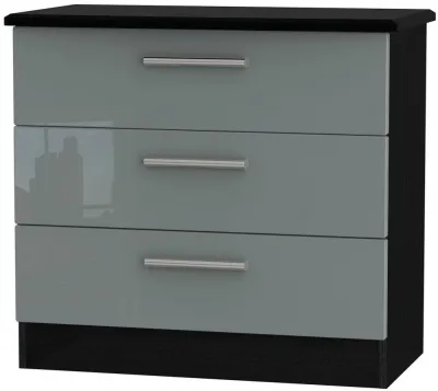 Knightsbridge 3 Drawer Chest - Grey, Black