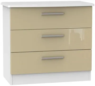 Knightsbridge 3 Drawer Chest - Mushroom, High Gloss image