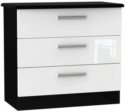 Knightsbridge 3 Drawer Chest - White, Black