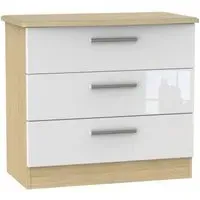 Knightsbridge 3 Drawer Chest - White, Light Oak