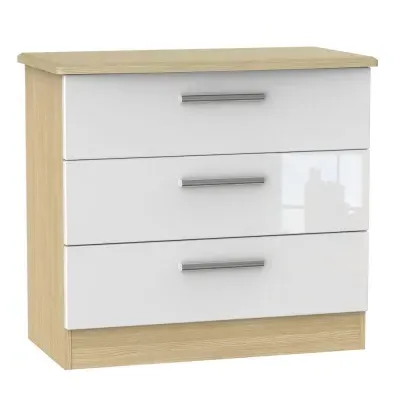 Knightsbridge 3 Drawer Chest - White, Light Oak