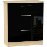 Knightsbridge 3-Drawer Deep Chest - Black, Oak