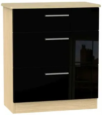Knightsbridge 3-Drawer Deep Chest - Black, Oak