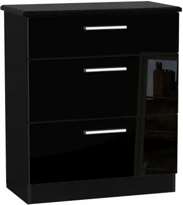 Knightsbridge 3-Drawer Deep Chest - Black image