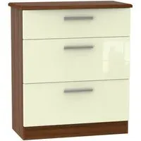 Knightsbridge 3-Drawer Deep Chest - Cream, Walnut
