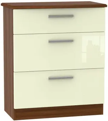 Knightsbridge 3-Drawer Deep Chest - Cream, Walnut