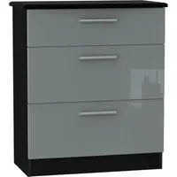 Knightsbridge 3 Drawer Deep Chest - Grey Gloss