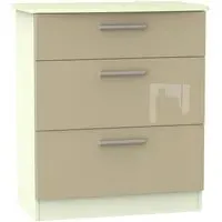 Knightsbridge 3 Drawer Deep Chest - Mushroom, Cream
