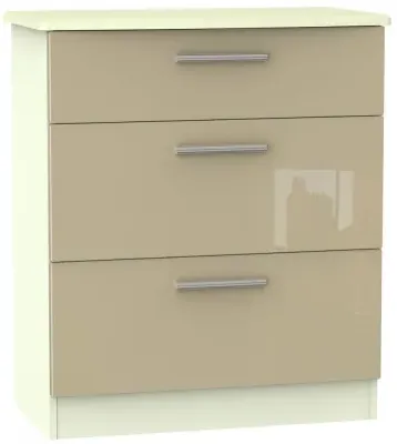 Knightsbridge 3 Drawer Deep Chest - Mushroom, Cream