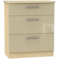 Knightsbridge 3 Drawer Deep Chest - Mushroom, Light Oak
