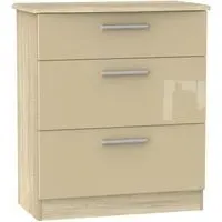 Knightsbridge 3 Drawer Deep Chest - Mushroom, Light Oak