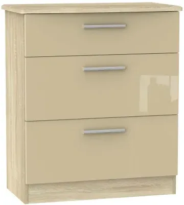 Knightsbridge 3 Drawer Deep Chest - Mushroom, Light Oak