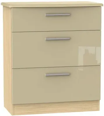 Knightsbridge 3 Drawer Deep Chest - Mushroom, Light Oak