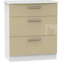 Knightsbridge 3 Drawer Deep Chest - Mushroom, White