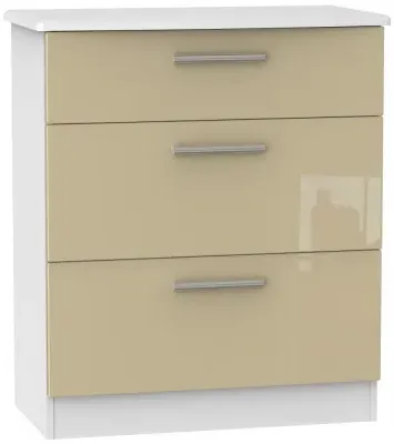 Knightsbridge 3 Drawer Deep Chest - Mushroom, White image