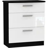 Knightsbridge 3-Drawer Deep Chest - White, Black