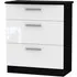 Knightsbridge 3-Drawer Deep Chest - White, Black