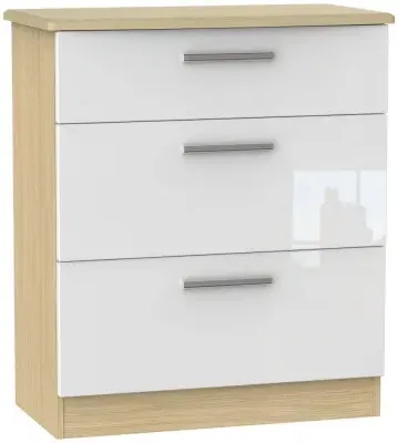 Knightsbridge 3-Drawer Deep Chest - White