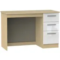 Knightsbridge 3 Drawer Desk - White, Oak
