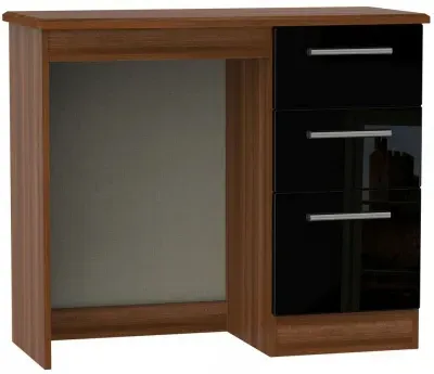 Knightsbridge 3 Drawer Single Dressing Table - Black, Walnut