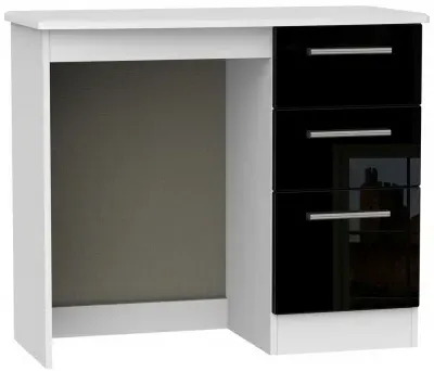 Knightsbridge 3 Drawer Single Dressing Table - Black, White