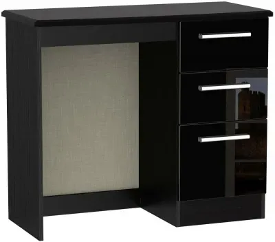 Knightsbridge 3 Drawer Single Dressing Table - Black image