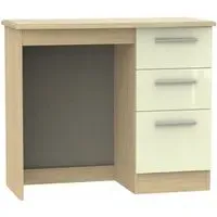 Knightsbridge 3 Drawer Single Dressing Table - Cream, Light Oak