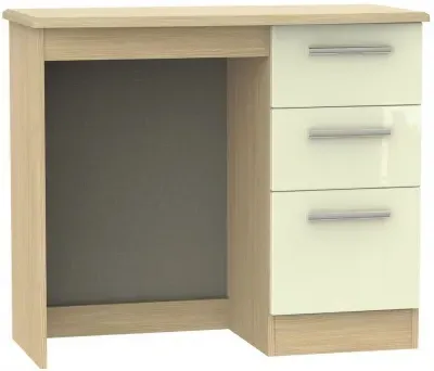 Knightsbridge 3 Drawer Single Dressing Table - Cream, Light Oak