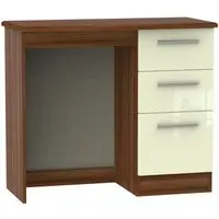 Knightsbridge 3 Drawer Single Dressing Table - Cream, Walnut